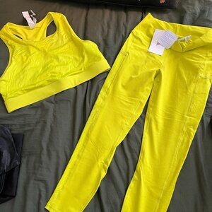 Fabletics Set! Size M leggings, Size XXL Bra, Never Worn, highlighter Yellow.